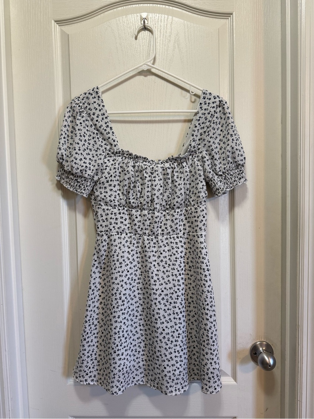 Trixxi White Mini Dress with Black Floral Print